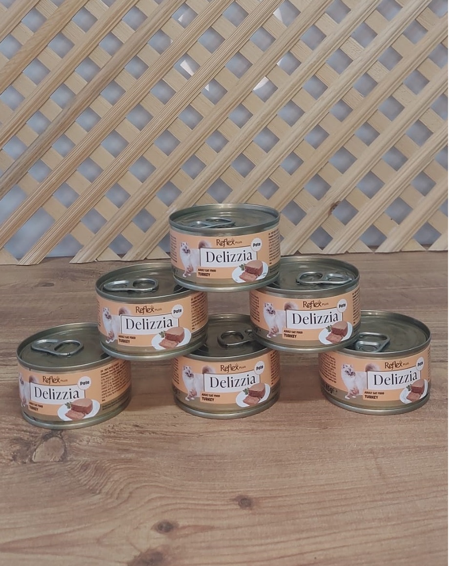 Delizzia / Kıyılmış Hindili Yetişkin Kedi Maması 85 gr x 6 adet